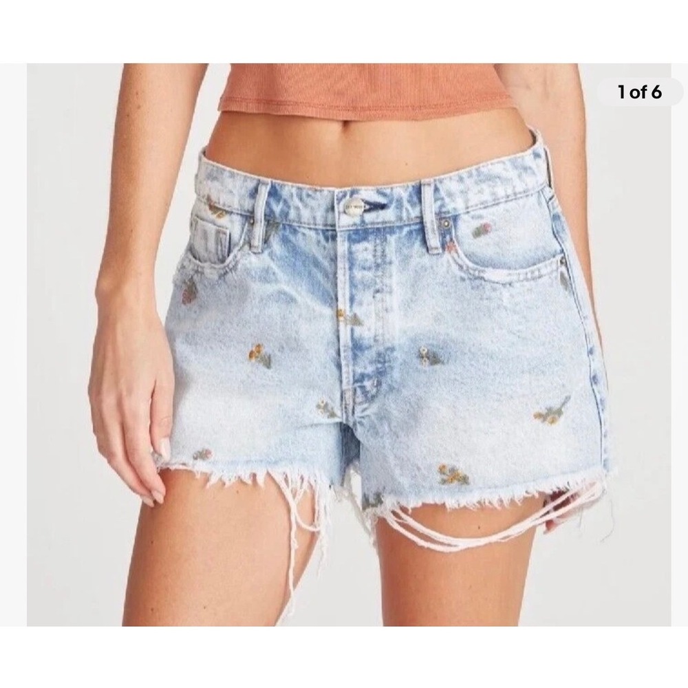 WOMEN'S SIZE 31 DRIFTWOOD LULU JEANS SHORTS VINTAGE BOUQUET FLOWER EMBROIDERED